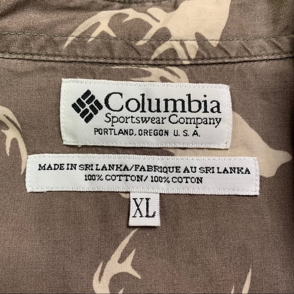 Columbia Brown Cotton Buck Print Button Down | XL - Picture 2 of 6